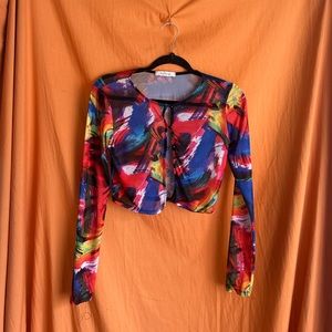Retro Translucent Cropped Long Sleeve